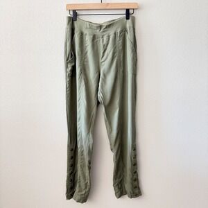 SOFT SURROUNDINGS Women Pants Olive Green Snap Ankle Utility Boho Cargo Petite M